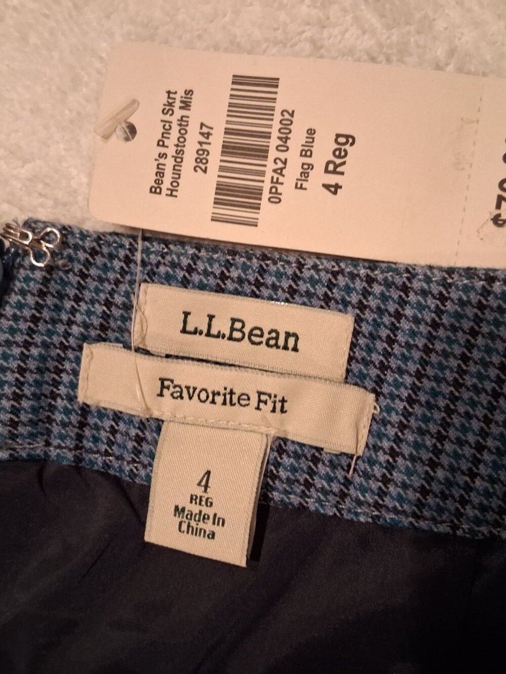 NWT L.L.Bean Flag Blue Mini Houndstooth Cotton Wool Skirt size 4 Pockets - Picture 3 of 4